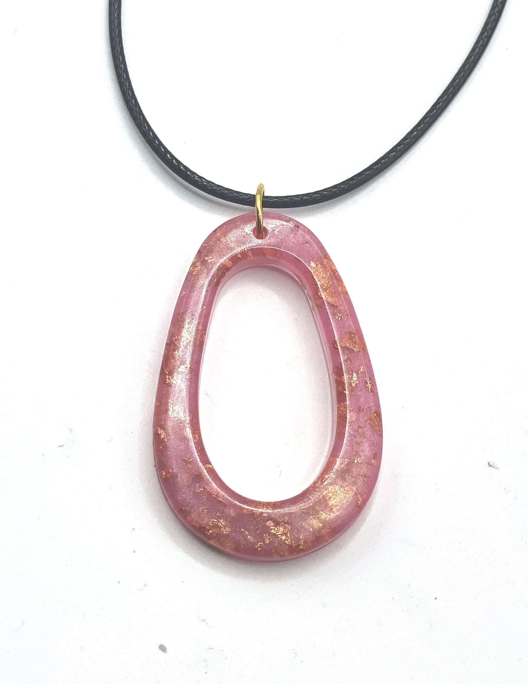 Resin Necklace - Pink Oval