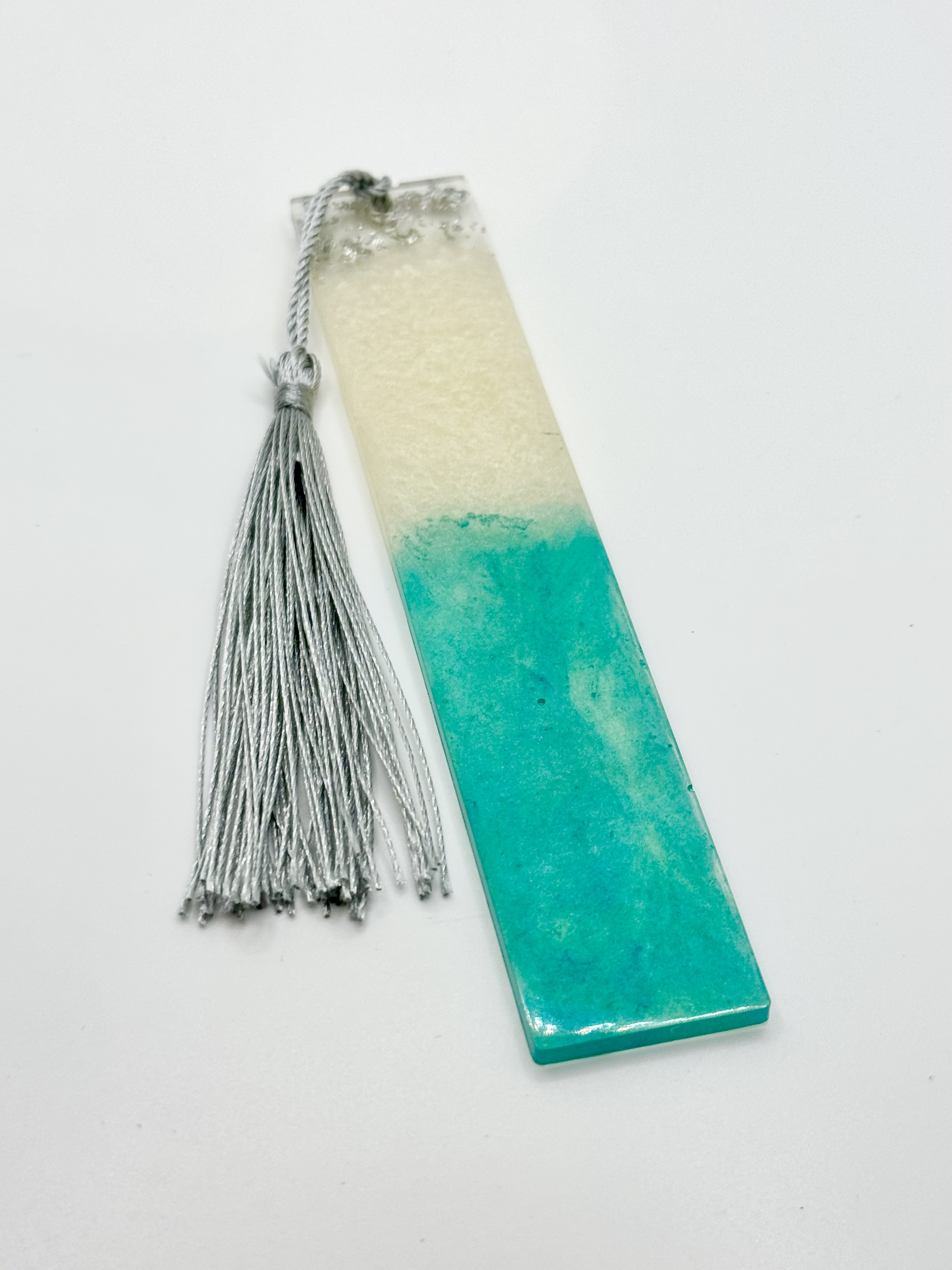 Resin Bookmark Mint & White