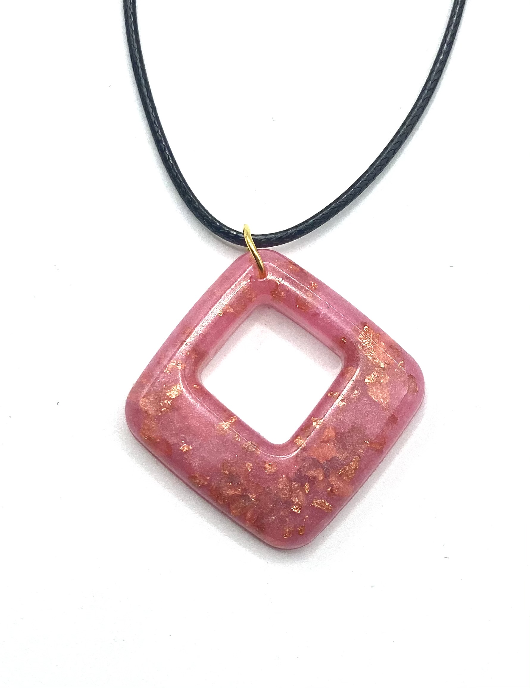 Resin Necklace - Pink Square