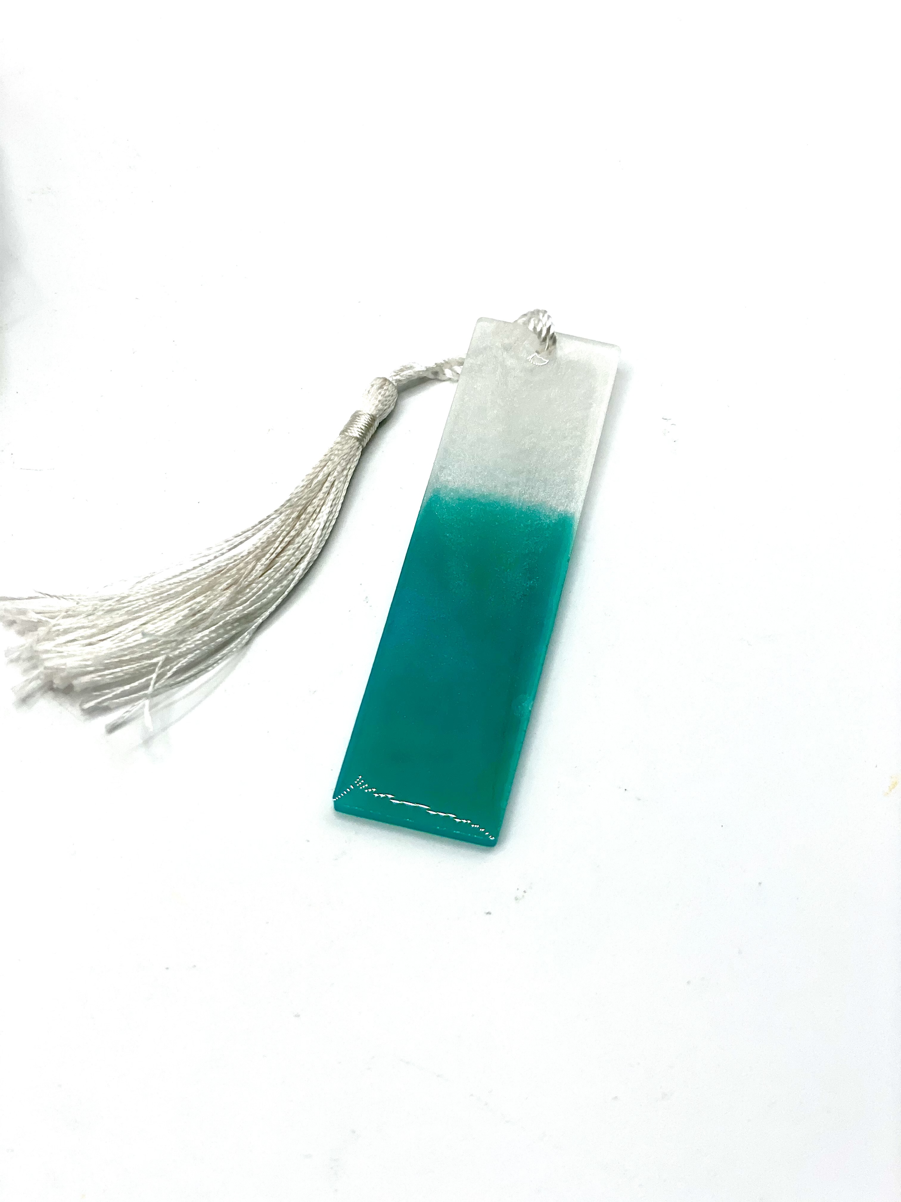Small Resin Bookmark - Mint & White