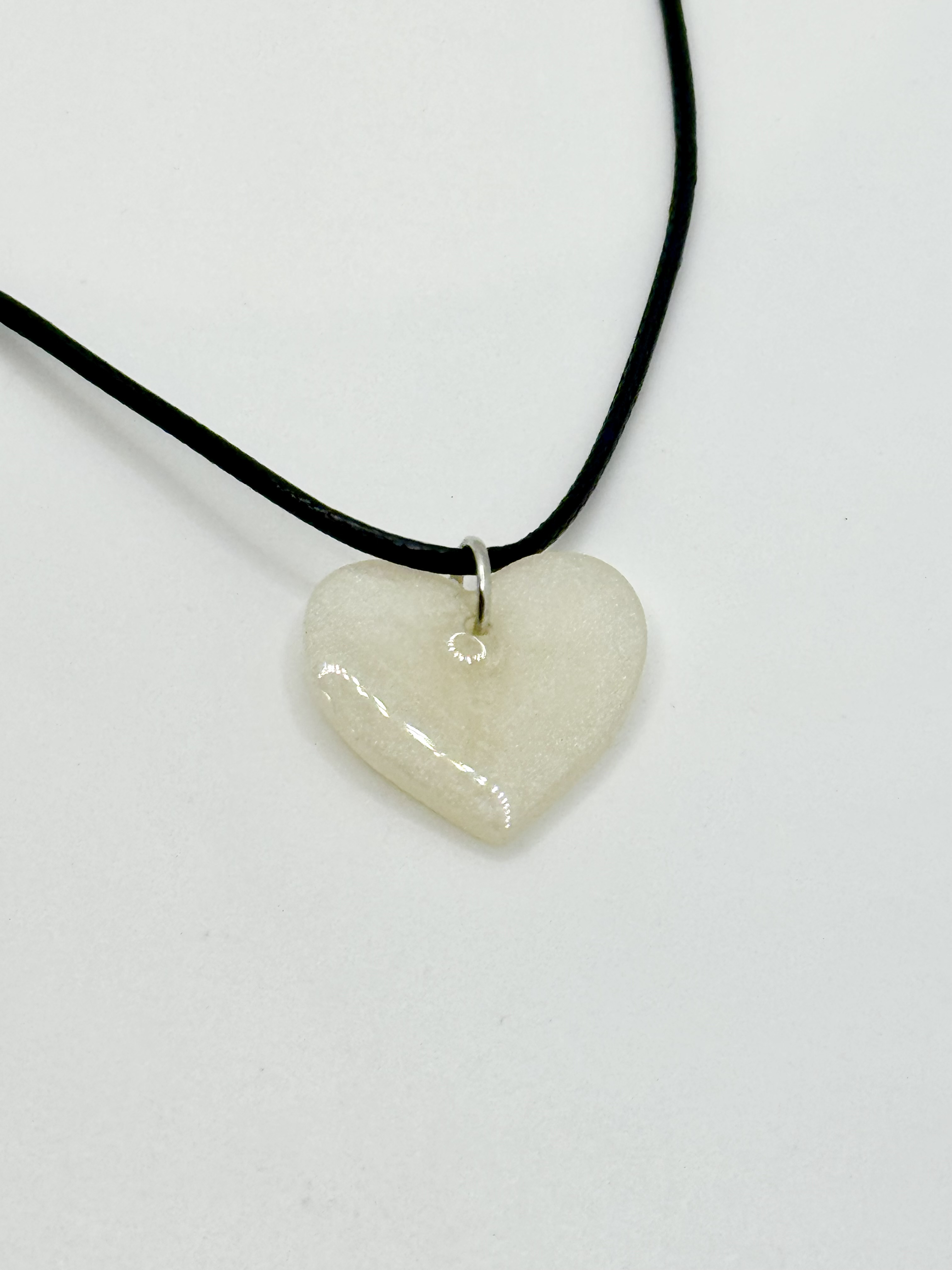 Resin Necklace - White Heart
