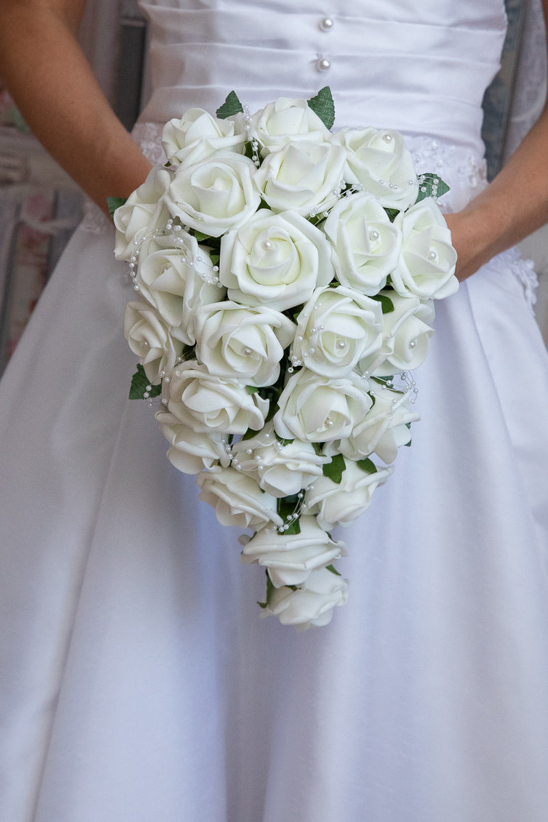 Lilli Rose cascading cream rose bridal bouquet
